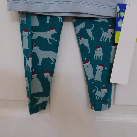 NWT 2pc Kickee Pants Bamboo Green Christmas Pajamas Santa Dog sz 3t - Picture 3 of 3